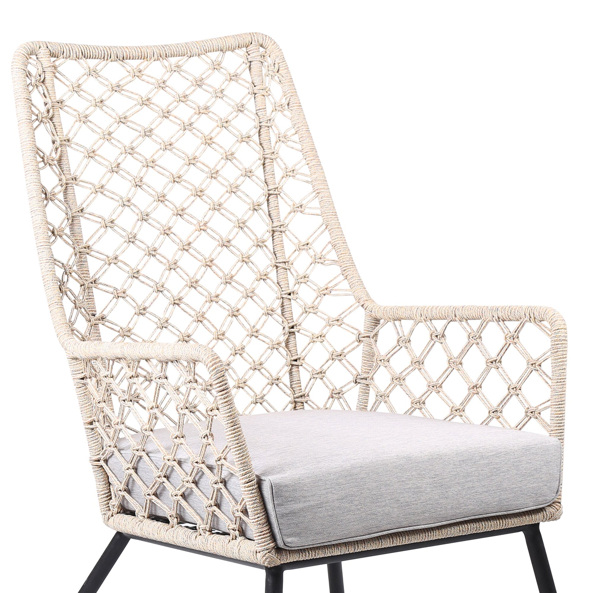 Marco Indoor Outdoor Steel Lounge Chair with Natural Springs Rope and 