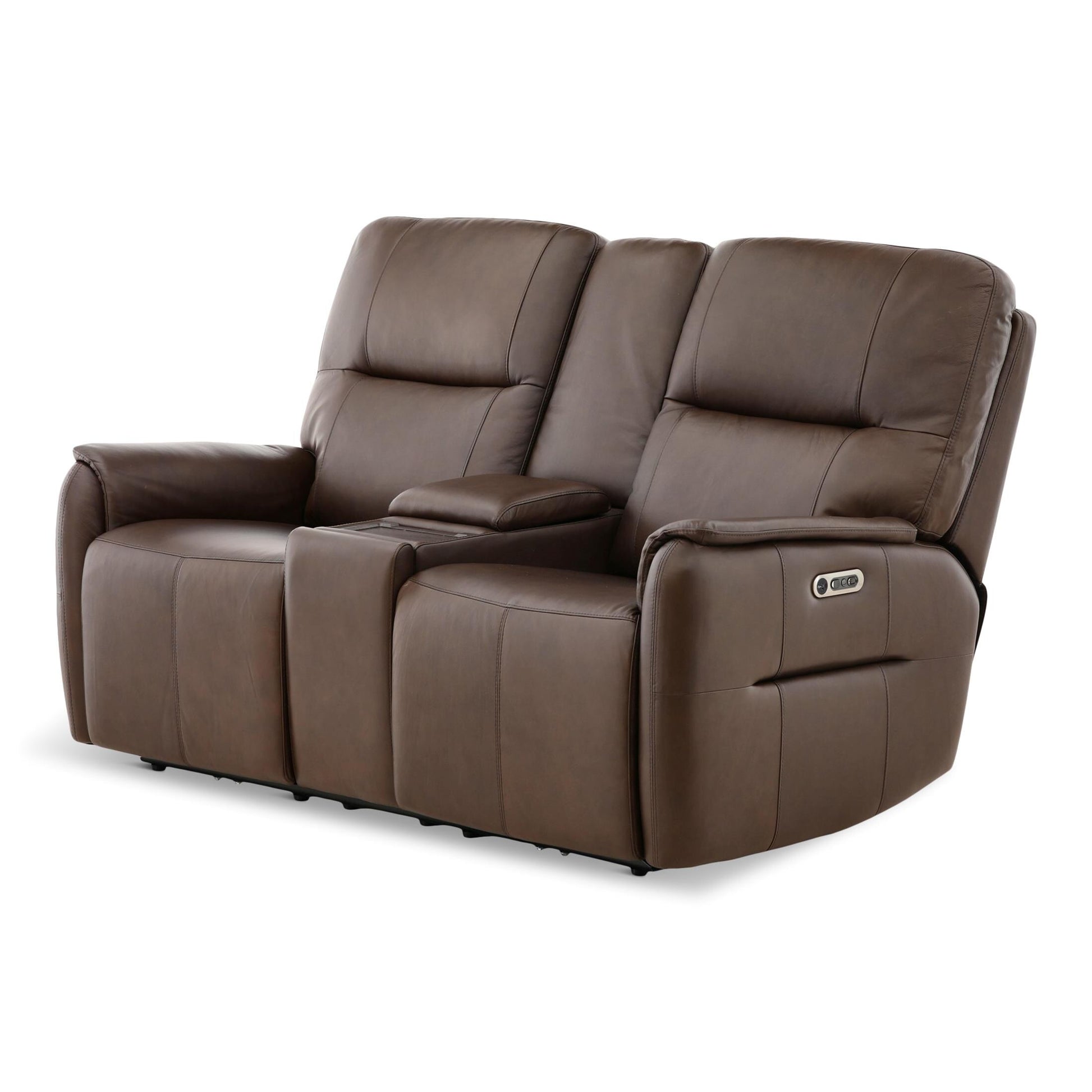 Walker Leather Power Reclining Console Loveseat