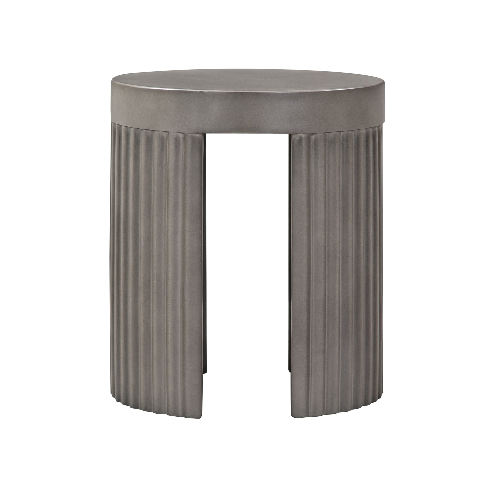 Wave Round Indoor or Outdoor Accent Stool End Table in Gray Concrete