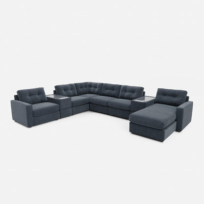 Modular One 8-Piece Sectional Chaise with E-Console