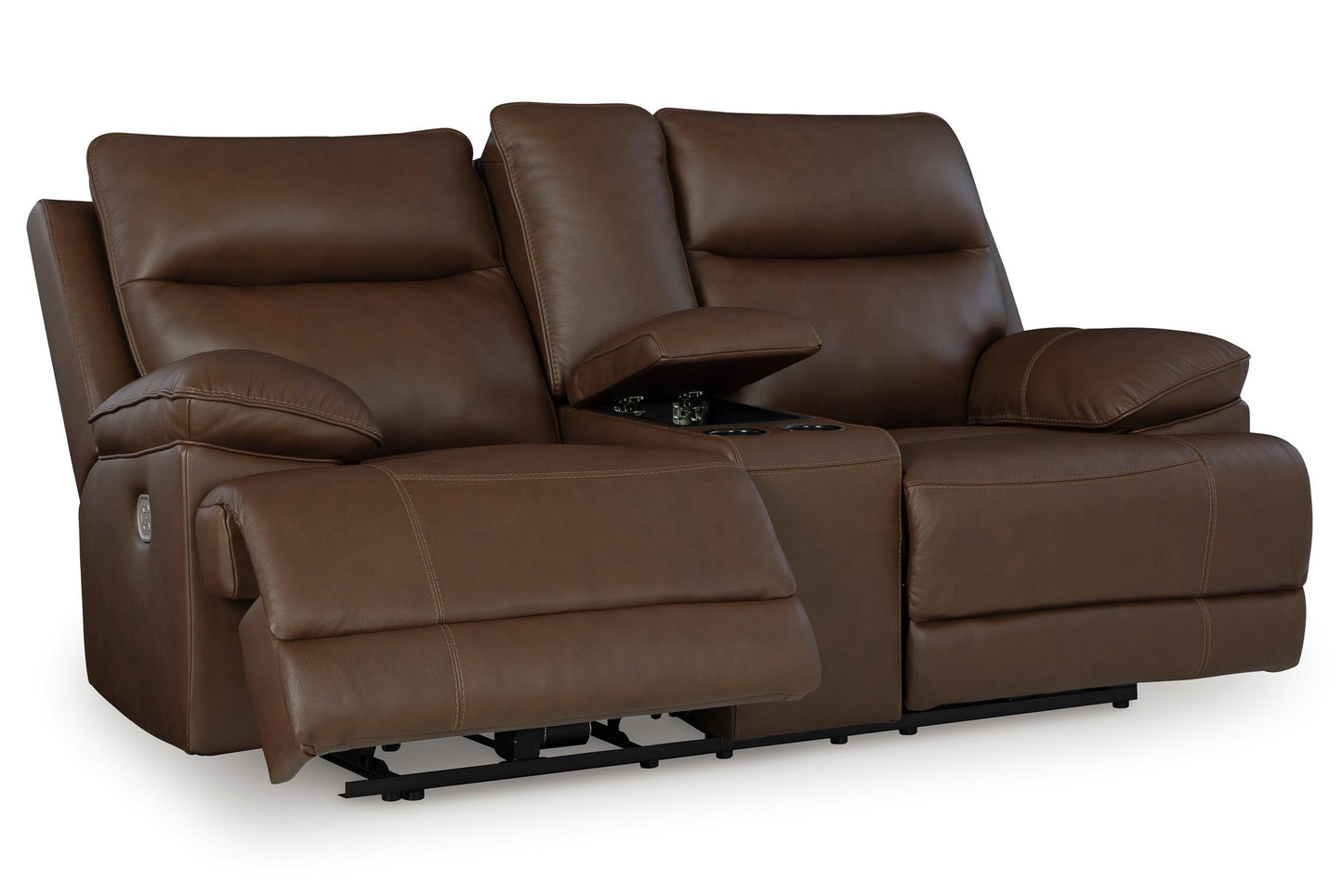 VonRyan Leather Power Reclining Console Loveseat