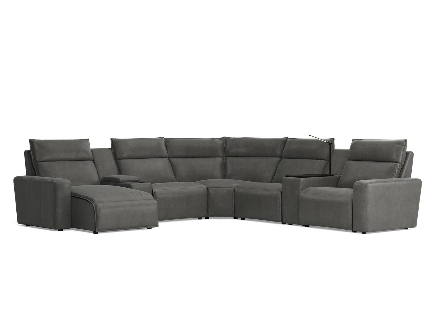 Modular Two 7-Piece Left Arm Facing Power Sectional with Chaise