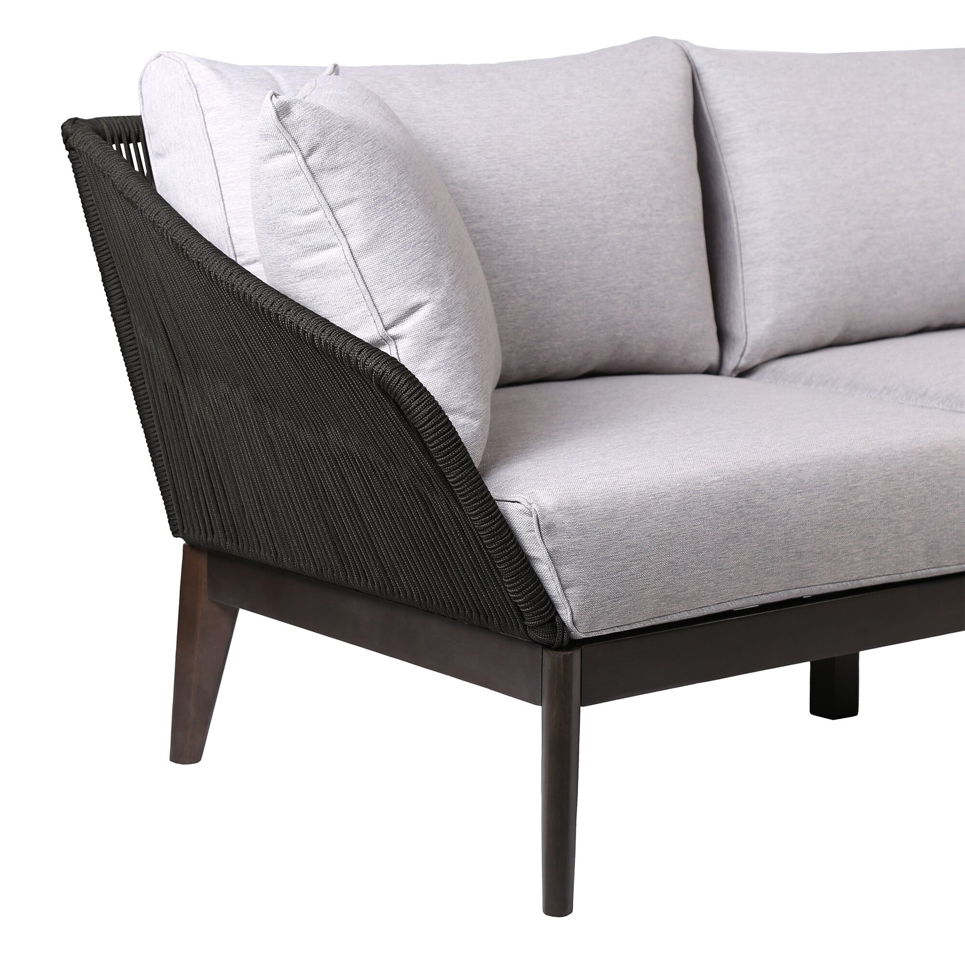 Athos Indoor Outdoor 3 Seater Sofa in Dark Eucalyptus Wood with Charco