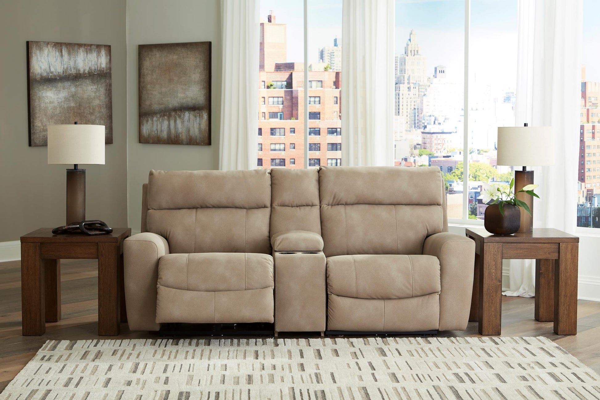 Next-Gen Durapella Power Reclining Console Loveseat