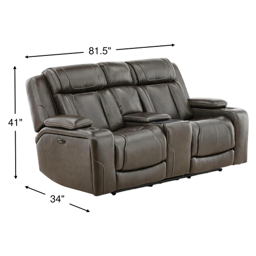 Denver Leather Power Console Loveseat