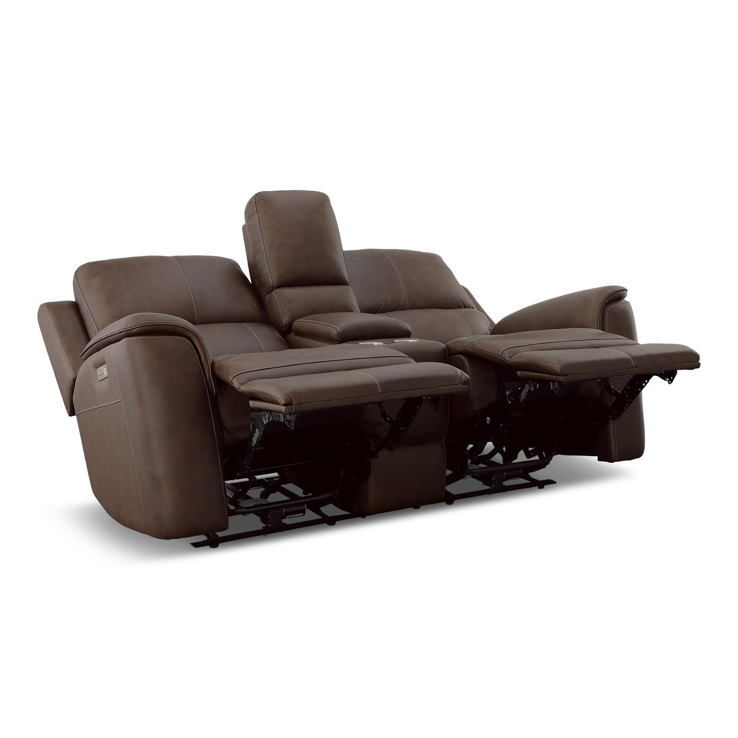 Carmen Leather Power Reclining Loveseat with Console