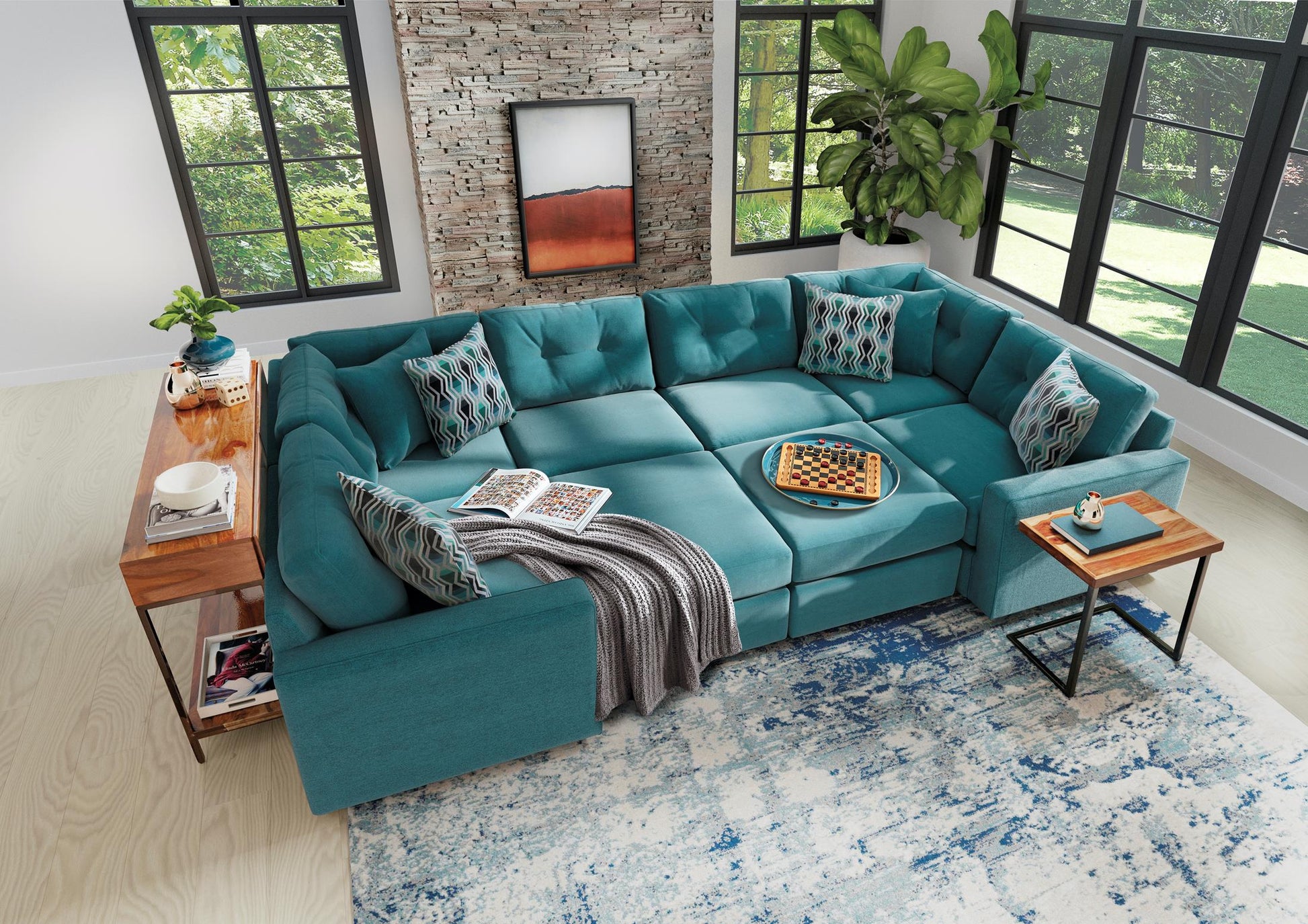 Modular One 6-Piece Sectional - Teal