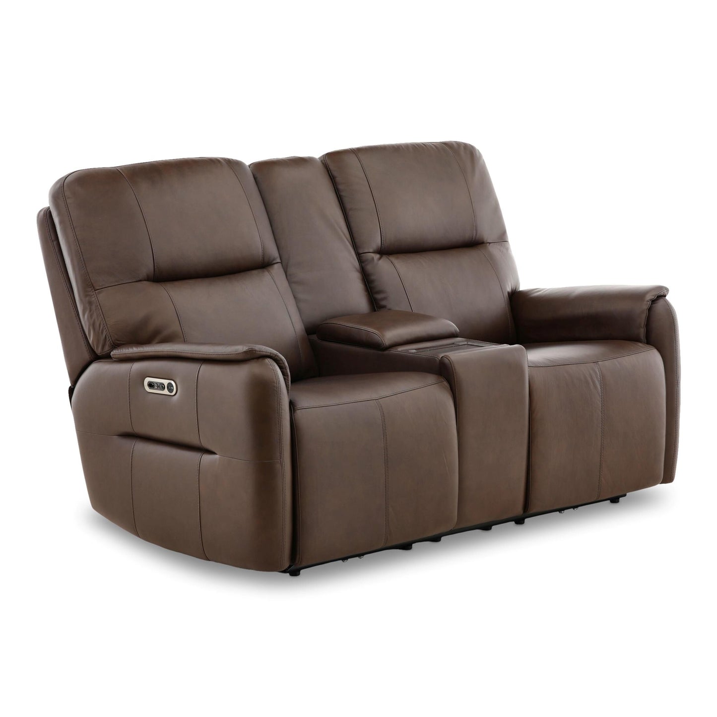 Walker Leather Power Reclining Console Loveseat