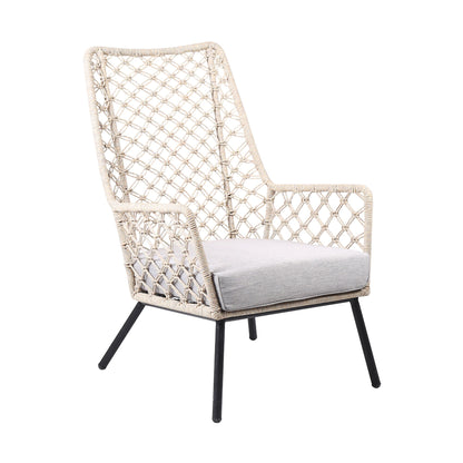 Marco Indoor Outdoor Steel Lounge Chair with Natural Springs Rope and 