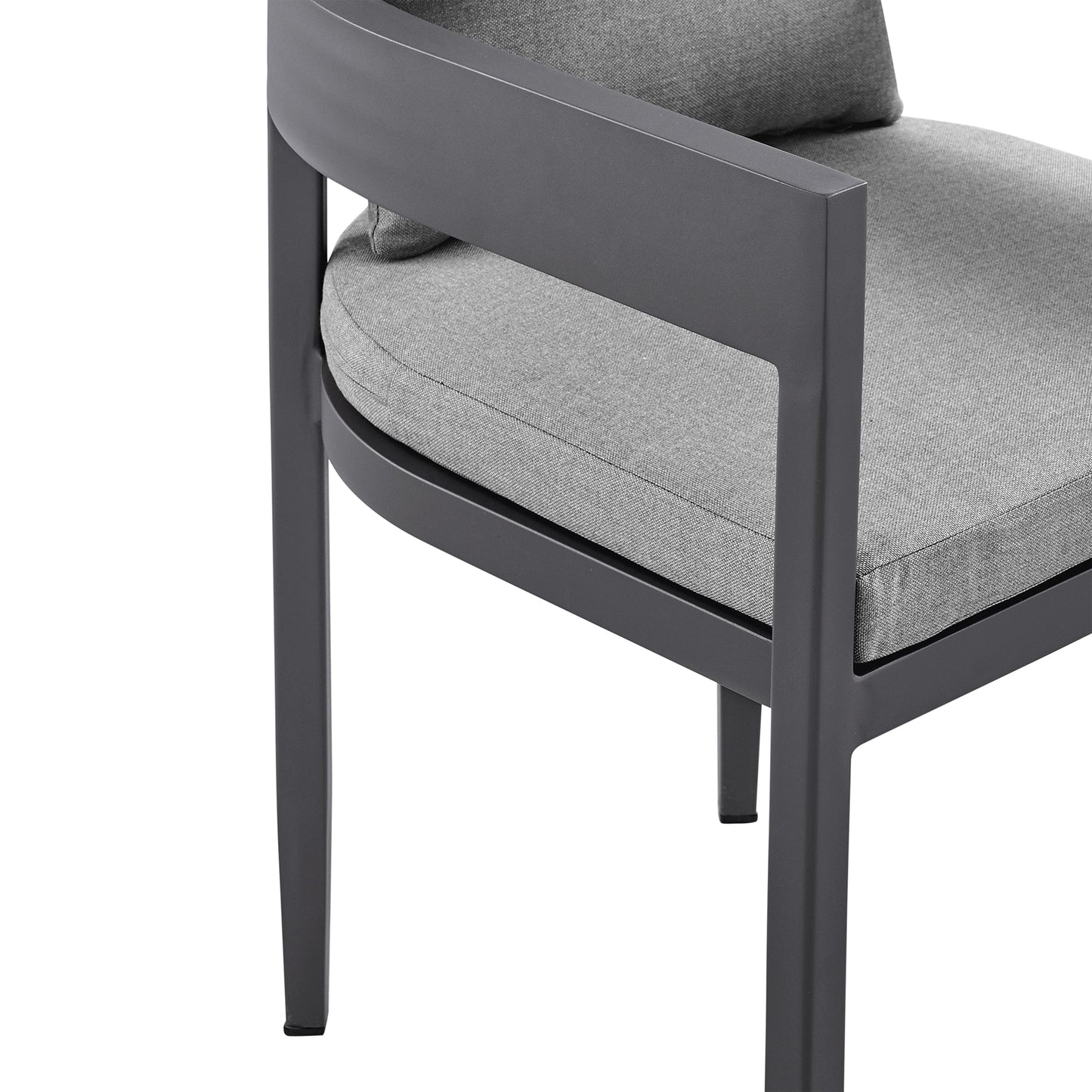 Argiope Outdoor Patio Dining Chairs in Aluminum with Gray Cushions (Set of 2)