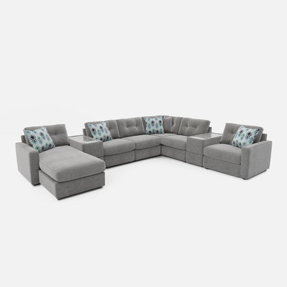 Modular One Left Facing Sectional with E-Console - Granite