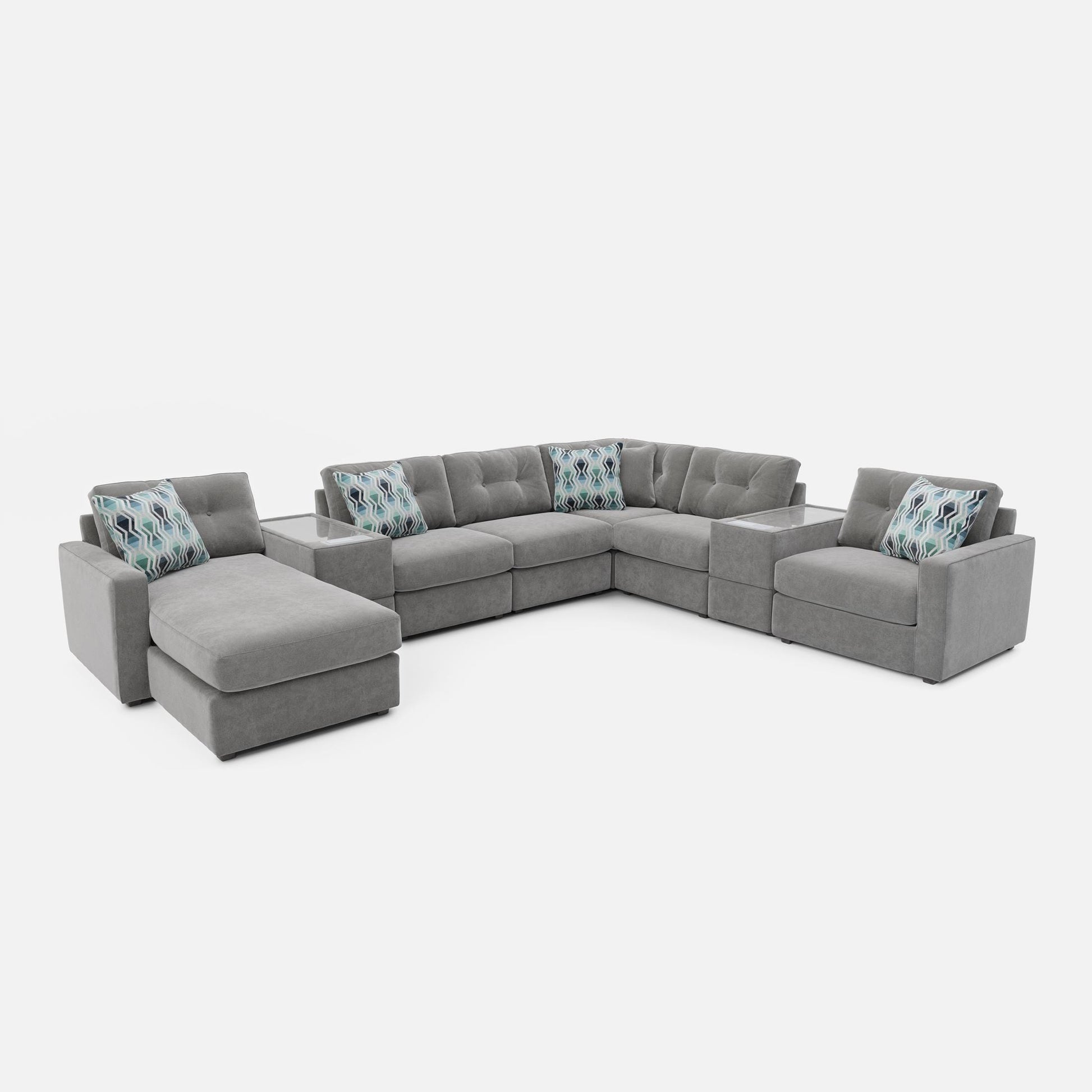 Modular One 8-Piece Sectional Chaise with E-Console
