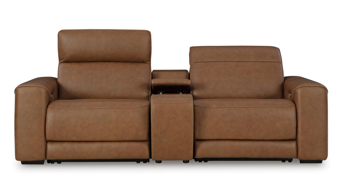 Rally-Up 2-Piece Leather Power Reclining Sectional Loveseat with Conso