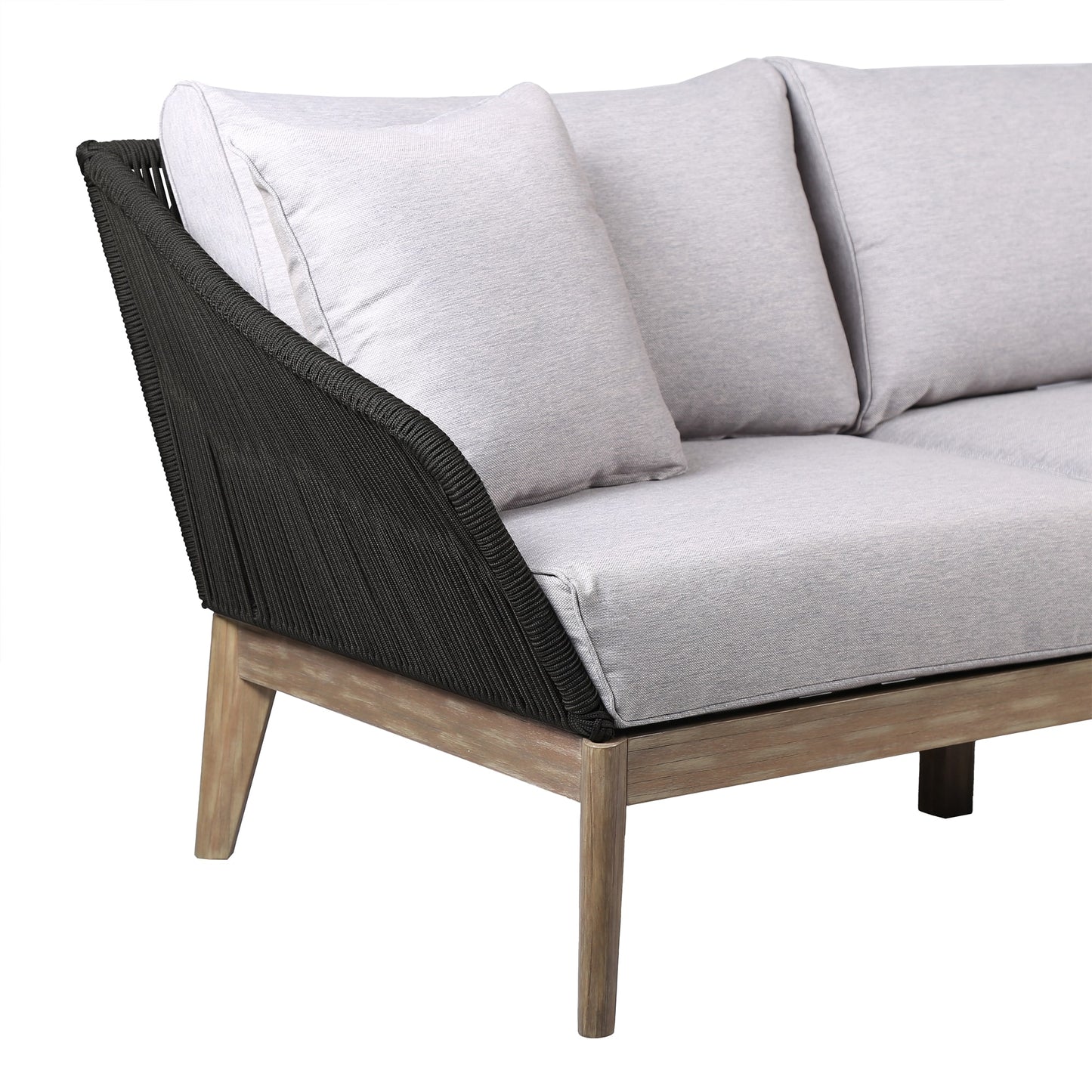 Athos Indoor Outdoor 3 Seater Sofa in Light Eucalyptus Wood with Charc