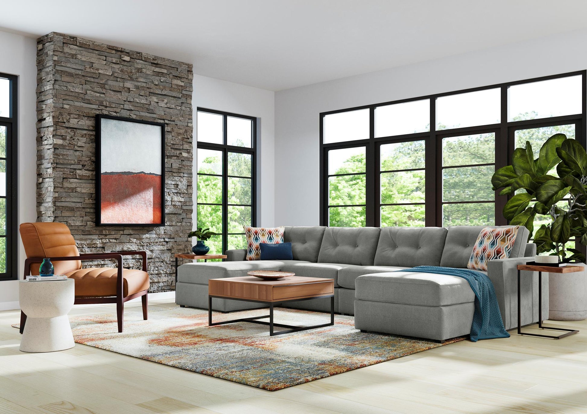 Modular One 4-Piece Sectional with Dual Chaise