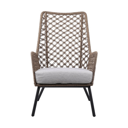 Marco Indoor Outdoor Steel Lounge Chair with Truffle Rope and Gray Cus