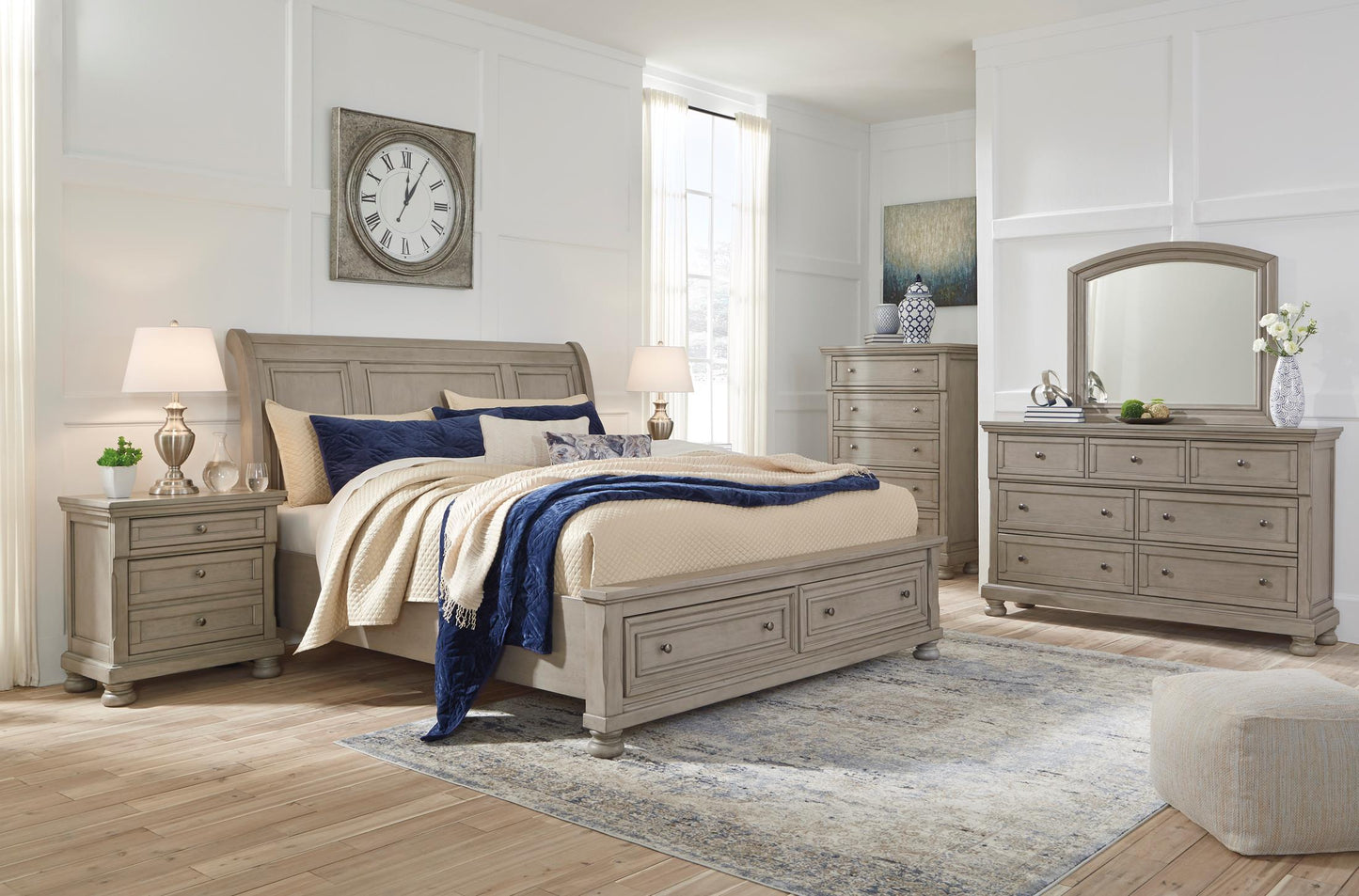 QUEEN SLEIGH BED W/ STORAGE