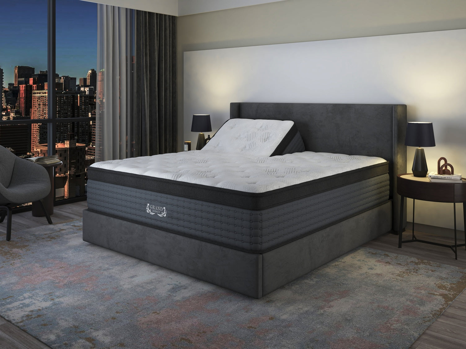 Grand Legacy Hybrid Ultra Plush Split Mattress and Individual Sleep Te