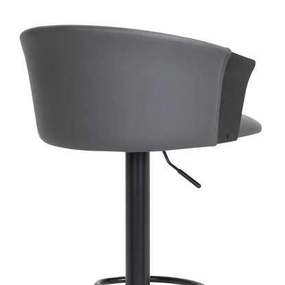 Lydia Adjustable Black Wood Bar Stool