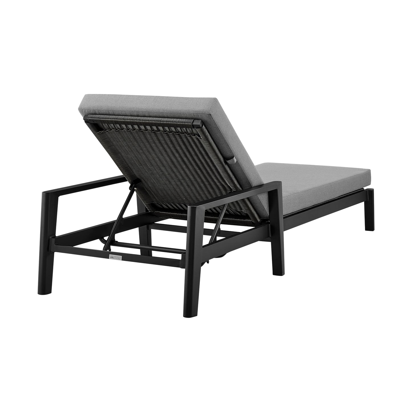 Grand Outdoor Patio Adjustable Chaise Lounge Chair in Aluminum with Gray Cushions