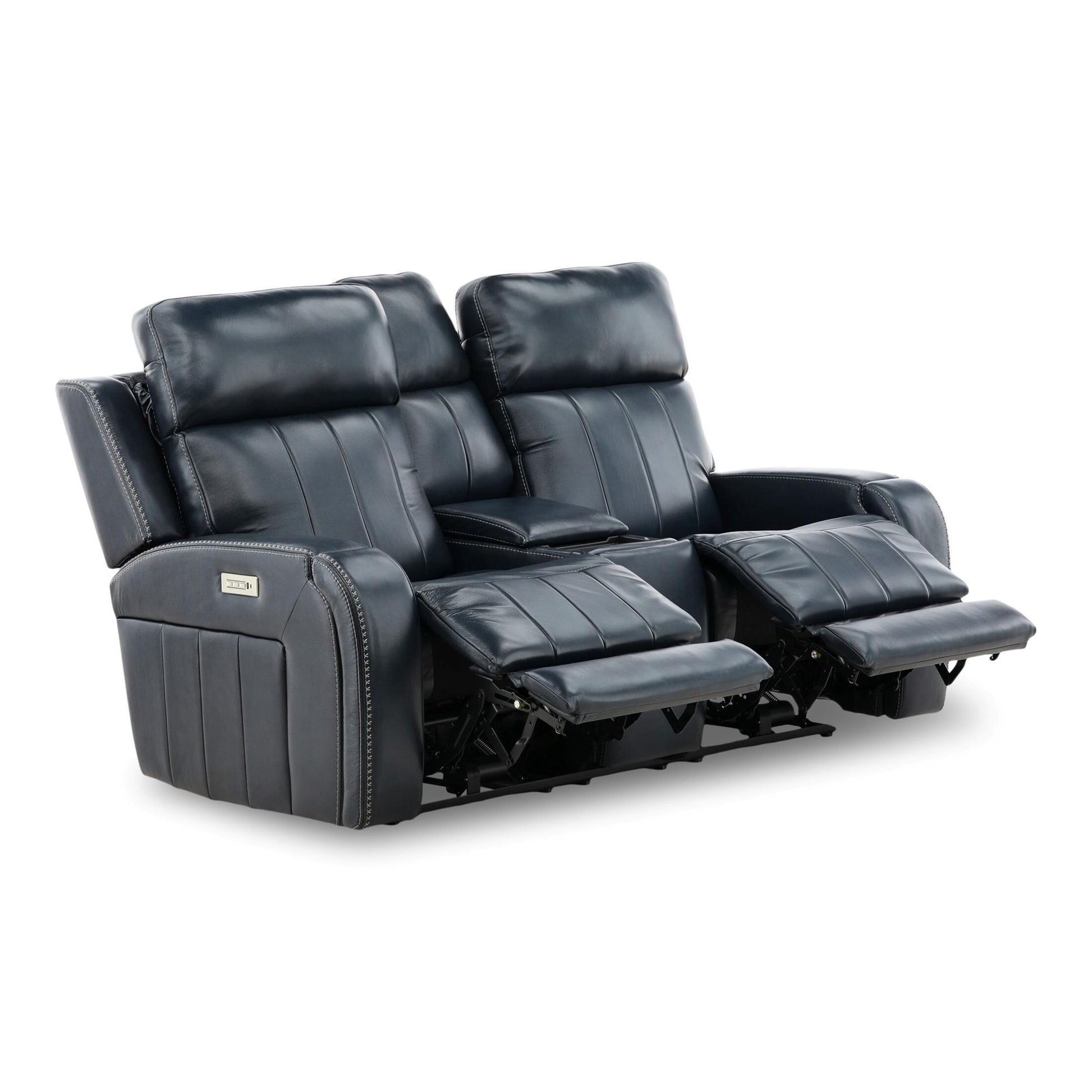 Hampton Leather Power Reclining Console Loveseat