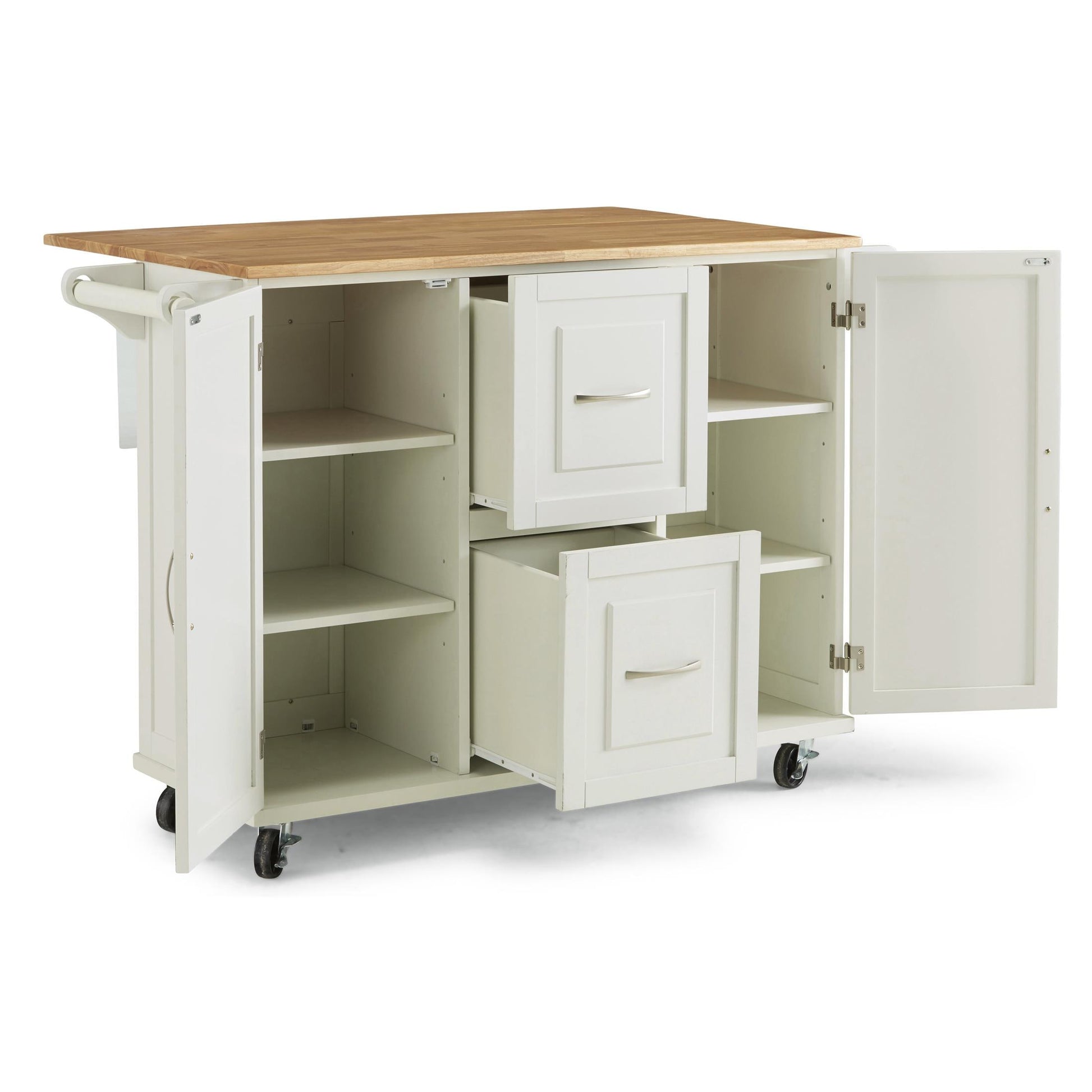 Dolly Madison 2 Drawer Kitchen Cart White Brown