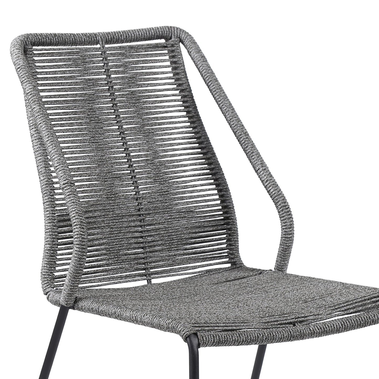 Clip Indoor Outdoor Stackable Steel Dining Chair with Gray Rope (Set o