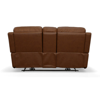 Carmen Leather Power Reclining Loveseat with Console