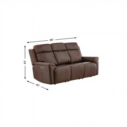 Flexsteel Adrian Leather Power Sofa with Drop Down Table