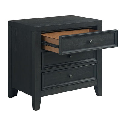 Reed 3 Drawer Nightstand-Black